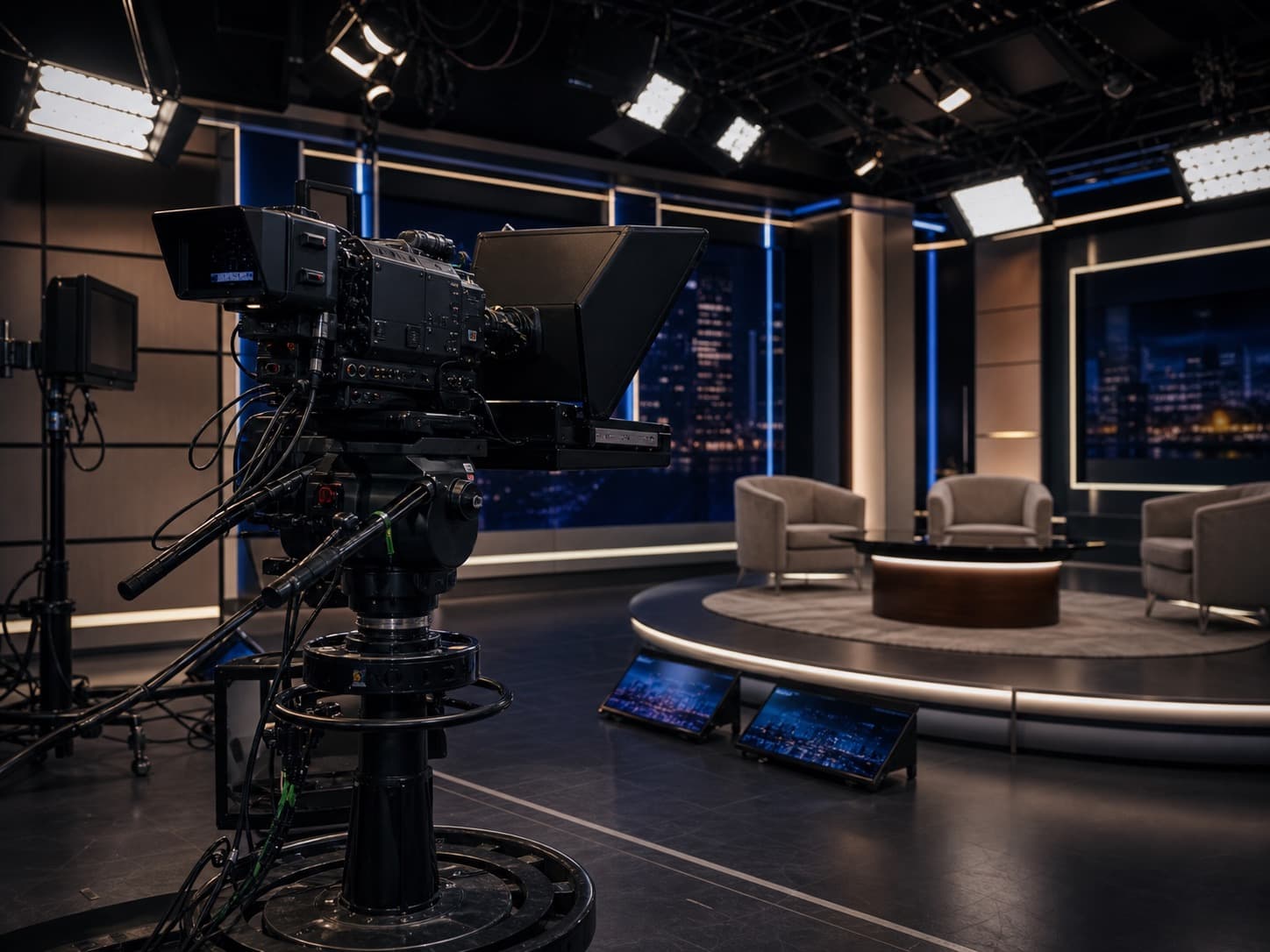Captation studio avec caméra broadcast et éclairage plateau